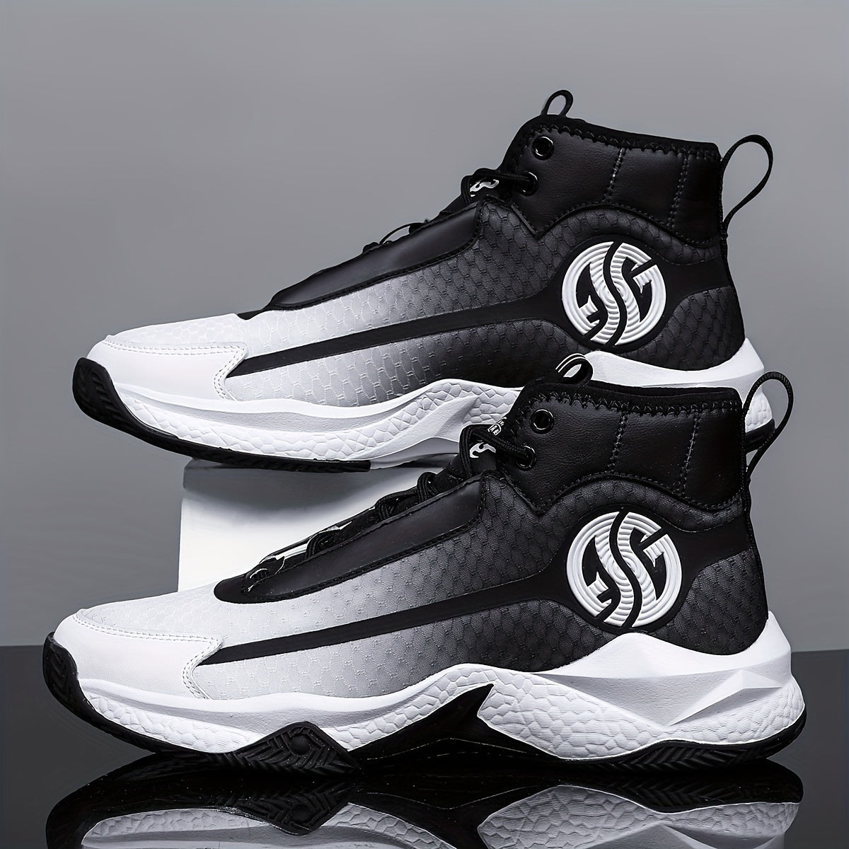 Unisex Fashion Sports Sneakers - Casual Street Athletic Running Shoes with Breathable Fabric Upper, Mid Top Lace-Up, Rubber EVA Sole, All-Season Comfort, Round Toe for Training  Basketball