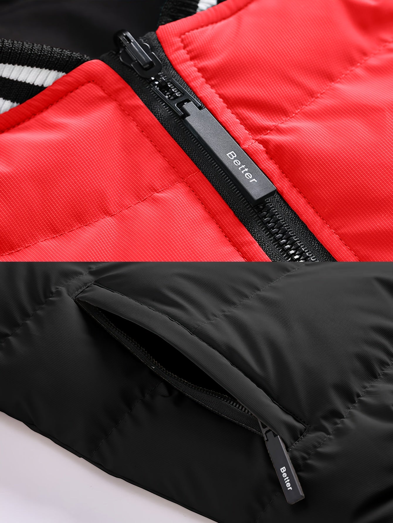 Men's Modern Streetwear Hooded Jacket with Embroidered Lettering, Color-Block Design, Removable Hood & Polyester Fill - Machine Washable Long Sleeve Coat with Pockets for Fall Winter Casual Wear