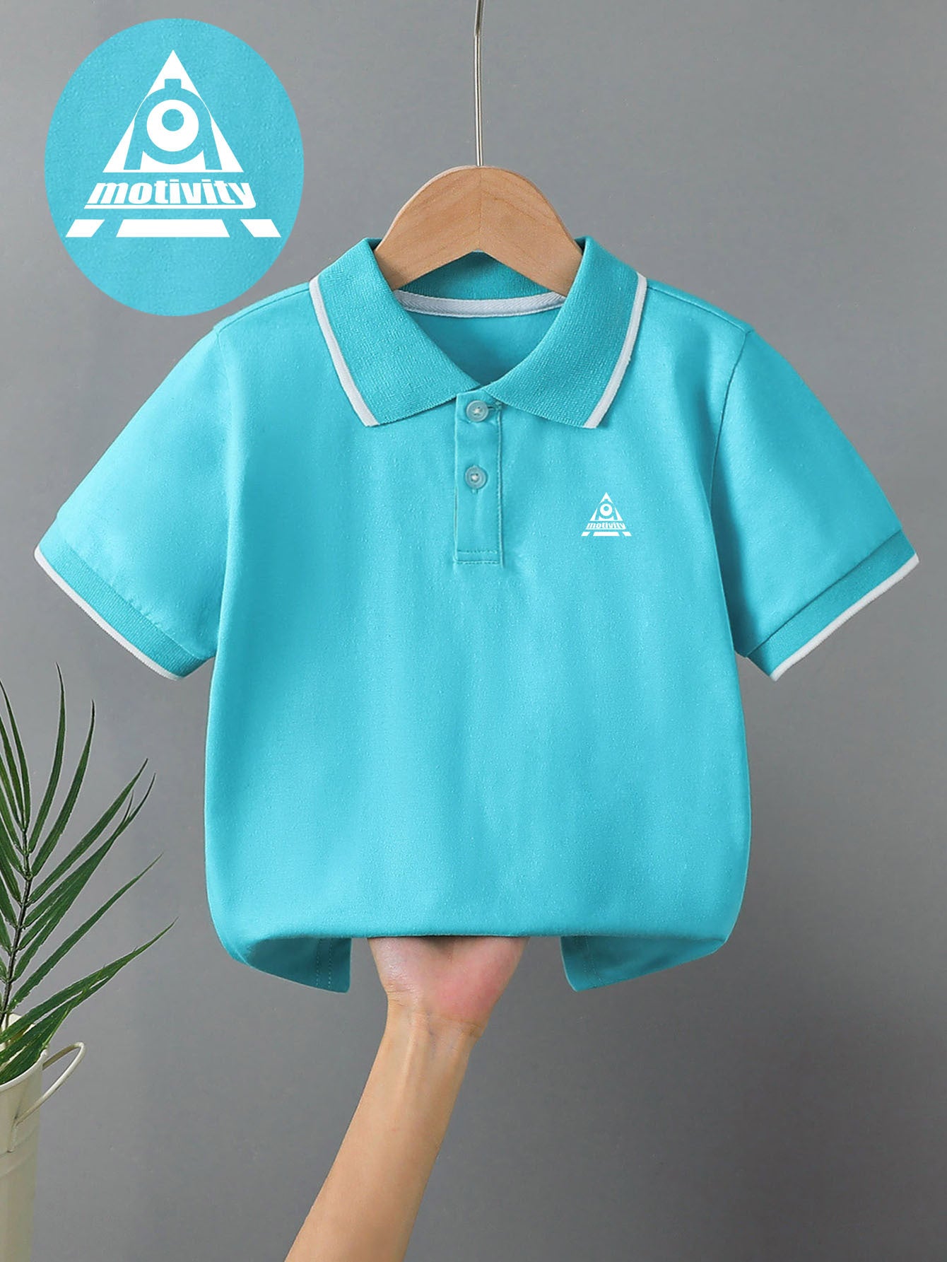 Kids' Summer Cotton Polo Shirt with Geometric Print