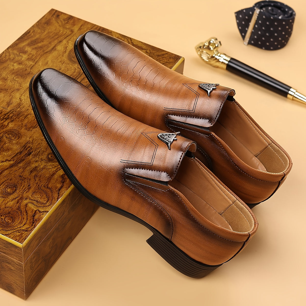 Men's Slip-On PU Leather Dress Oxfords Casual Business Shoes