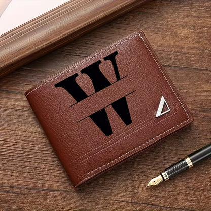 Custom Letter Solid Color Men's Wallet, Black Stylish Foldable Card Holder, Casual Men's Coin Purse, Suitable as a Birthday Gift for Husband, Holiday Anniversary Gift