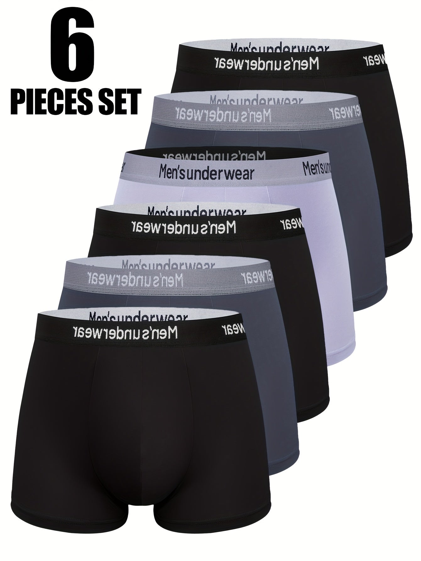 Men's Plus-Size Boxer Briefs 6-Pack - Soft, Breathable Comfort