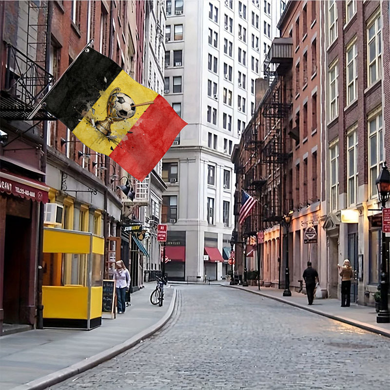 Belgian Soccer Flag with Trophy & Ball Design, 3x5 ft Polyester
