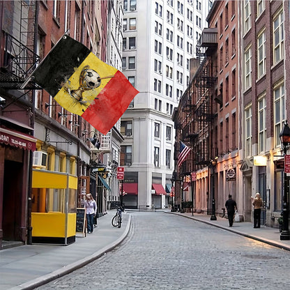 Belgian Soccer Flag with Trophy & Ball Design, 3x5 ft Polyester