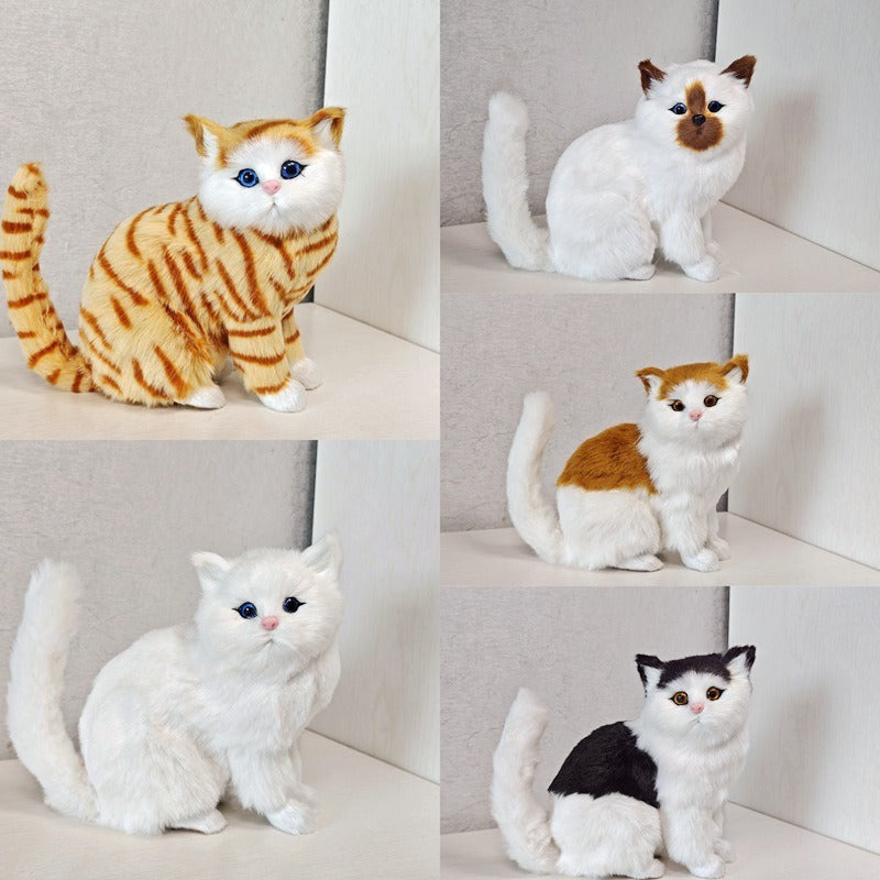 Simulation Cat Toys Featuring Five Types of Cats: Persian, Black, Spotted, And Other Realistic Animal Designs.