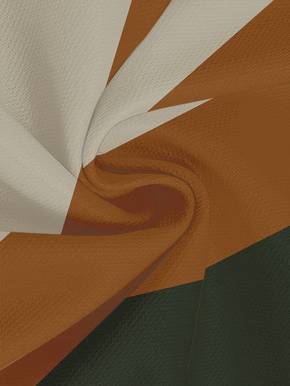 Men's Modern Fit T-Shirt - Dark Green to Beige/Ochre Color Transition, Machine Washable Casual Everyday Shirt for Parties  Outings - Non-Transparent Fabric, Horizontal Stripe Design, Comfortable Fit Tee, Outing Attire, Trend