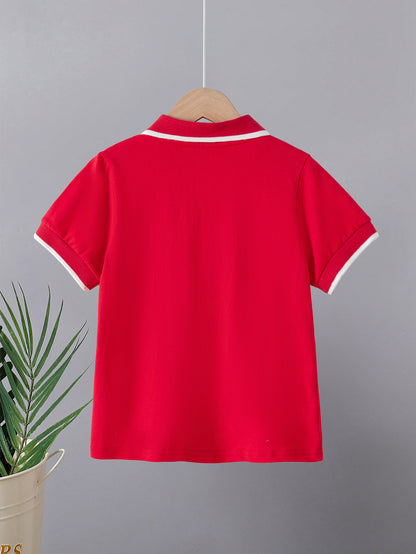 Children's Summer Cotton Polo Shirt with Animal Print