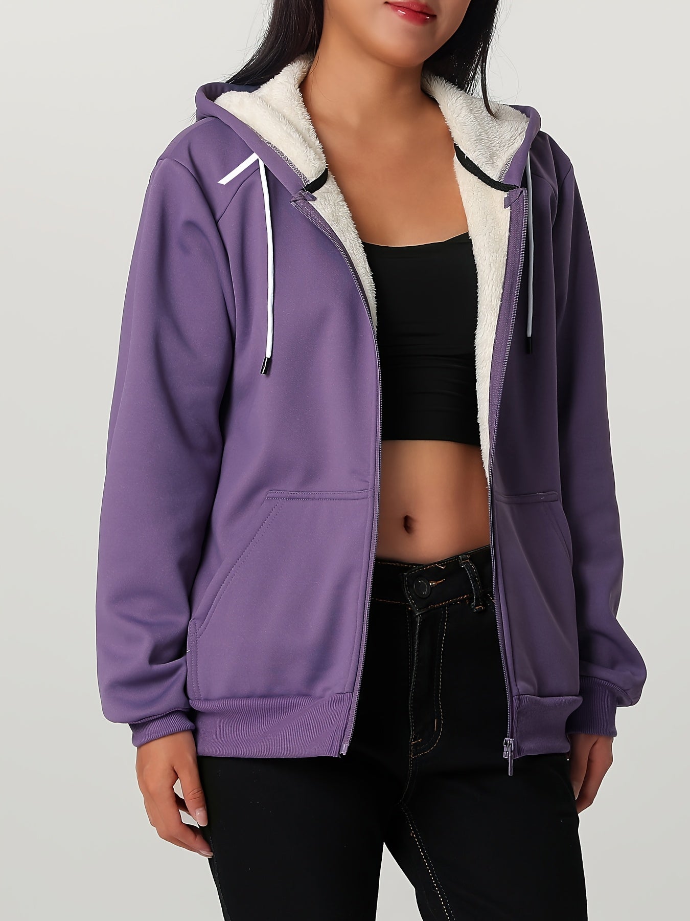 Women'S Heavyweight Winter Jacket - Thermal Insulated Cold Weather Coat with Full-Zip Closure, Large Front Pockets - Purple Outerwear for Everyday & Formal Events - Non-Stretchy Polyester Fabric - Easy-Care Ladies Outerwear,