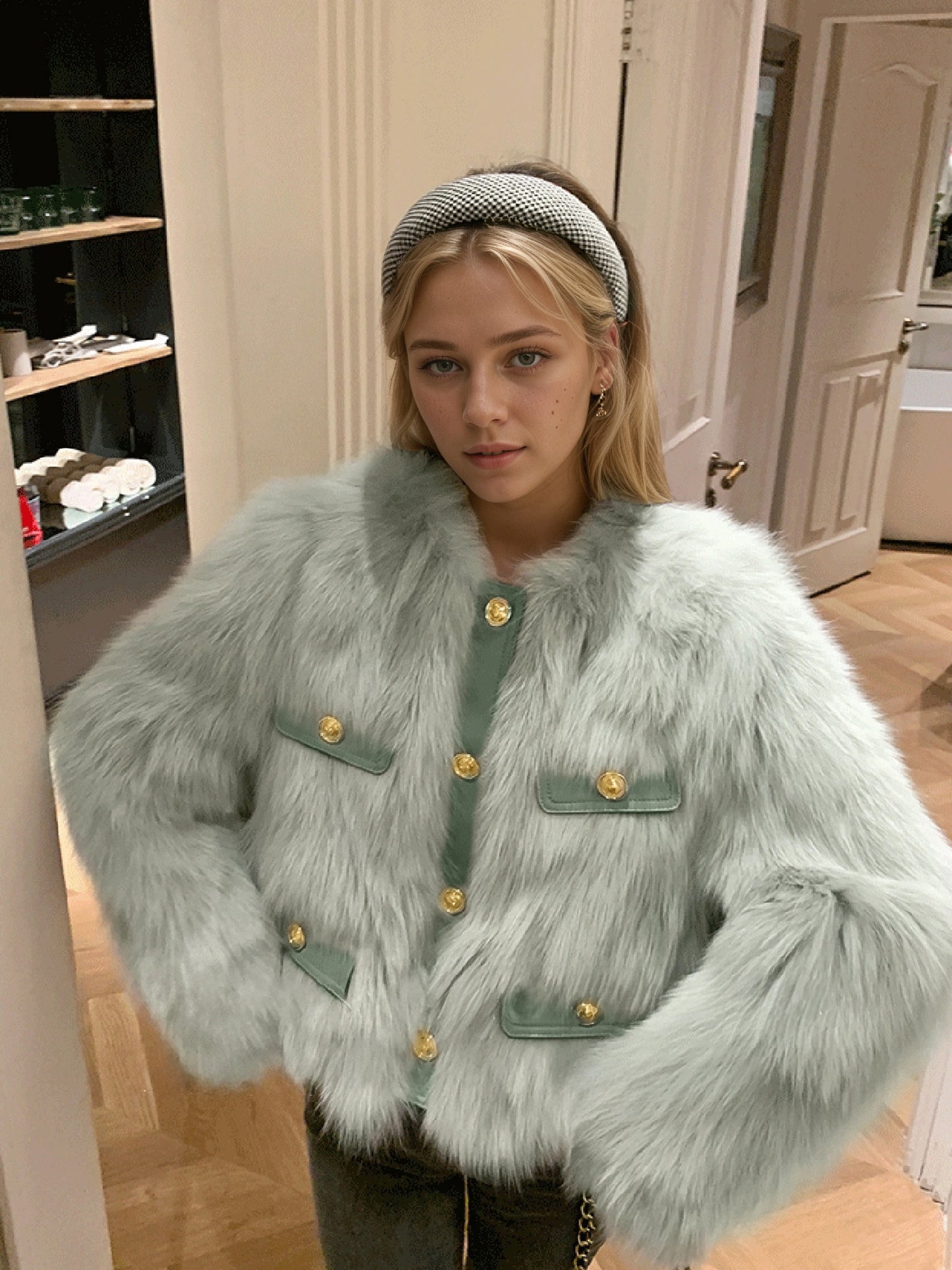 Women'S Elegant Faux Fur Coat - Chic Long Sleeve, Button-Up Front, Loose Fit, Solid Color, Perfect for Fall/Winter Casual Outings, Stylish Outerwear | Chic Long Sleeve | Sleek Design, Fur Coat For Women Winter, Fur Coat Women