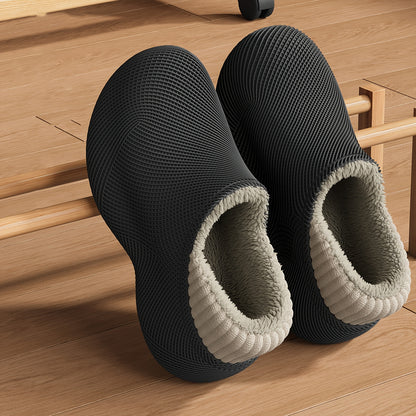 Men's Casual Slip-On EVA Slippers with Fleece Lining for Fall Winter