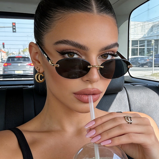 Women's Retro Rimless Square Black Glasses for Daily Wear