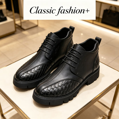 Unisex Black Lace-Up Riding Ankle Boots with Rubber Sole