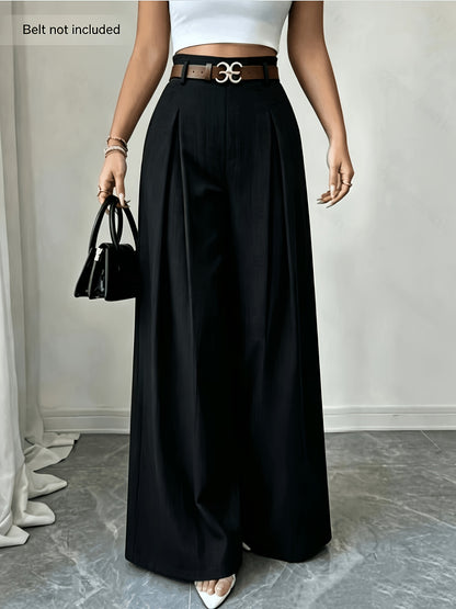 Women's High-Waisted Wide-Leg Trousers - Loose Fit Spring/Summer Pants