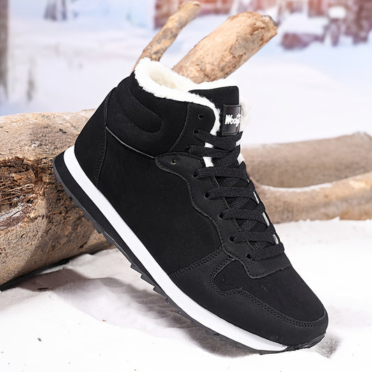 Men&apos;s Fleece-Lined Winter Boots - Warm & Durable -like Upper, Shock-Absorbing Cushioned Insole, Lace-Up Mid-Calf Ankle Boots with Traction Tread - All-Terrain Traction for Snow, Ice, Mud, Grass - Ideal for Hiking, Gym, E