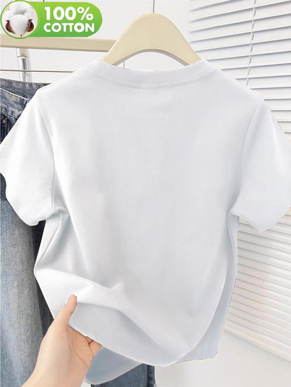 Women's Casual Cotton T-Shirt, Short Sleeve, Comfortable Fit