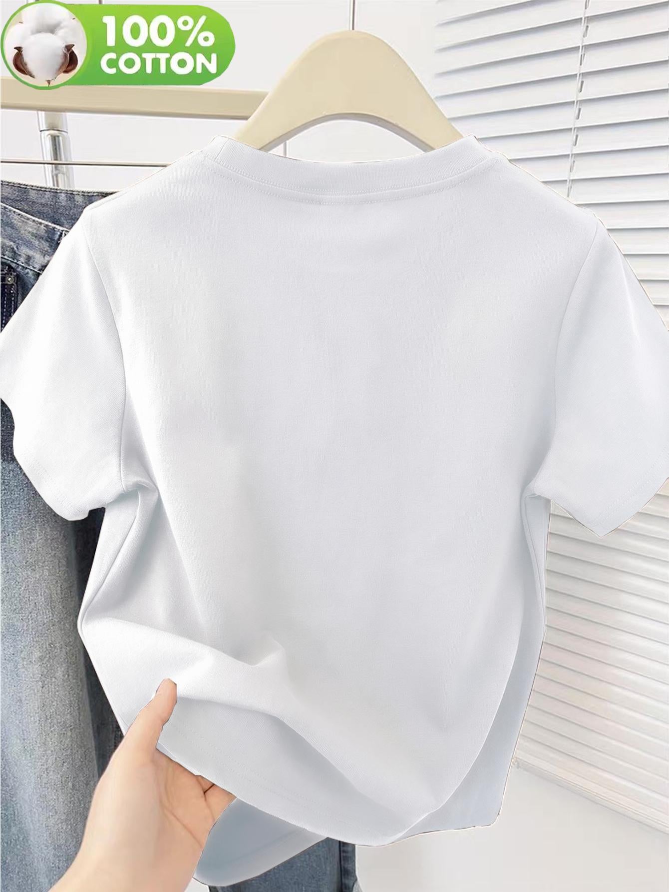 Women's 100% Cotton Crew Neck T-Shirt with Mountain Art Print