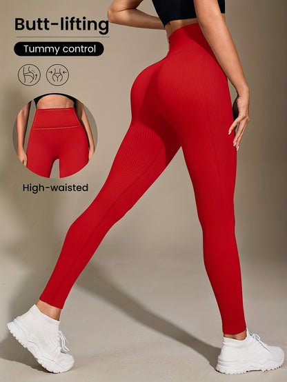 Women's High-Waisted Slimming Ribbed Leggings for Yoga