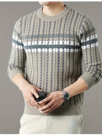 Men'S Stylish Thick Knit Sweater for Autumn And Winter, a New Casual Pullover for Warmth