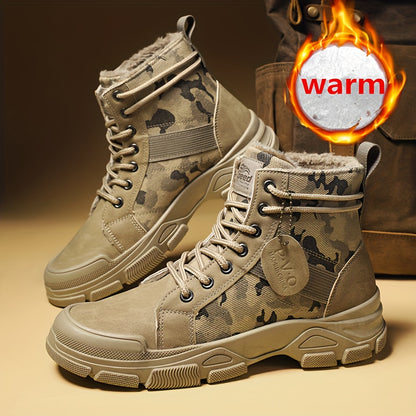 Men'S Extreme Cold Weather Snow Boots - Thermal Insulated Winter Hiking Boots with Lace-Up Closure, Non-Slip PVC Outsole - / Tan Camo - for Ice, Snow, Hunting, Camping - Durable Synthetic Upper - All-Day Warmth for Outdoor Ad