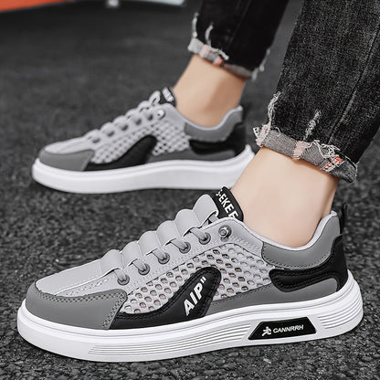 Men'S 2025 Spring/Summer Sneakers - Breathable Mesh Low Top Sneakers with "AIP" Logo, Casual Slip-On Shoes for Street and Sports, Casual Athletic Shoes   Breathable Mesh Upper   Elastic Closure
