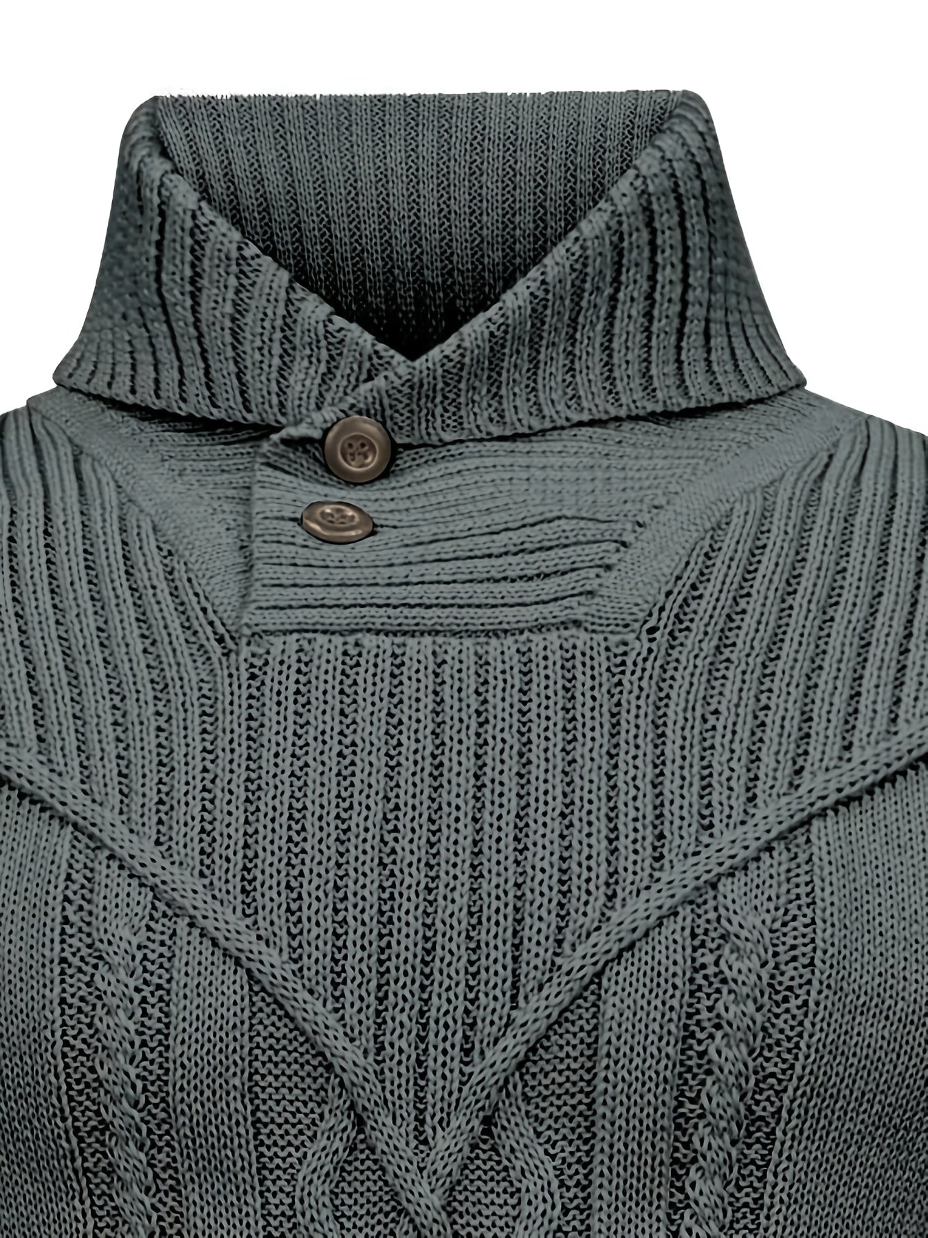 Men's High Collar Warm Knit Sweater - Stretchy Fashion Ribbed Pullover, Elegant Gentleman Cardigan