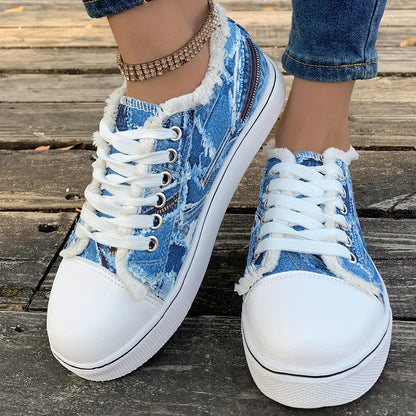 Women's Cartoon Print Sneakers, Lace Up Lightweight Soft Sole Skate Shoes, Low-top Walking Comfy Shoes plus size