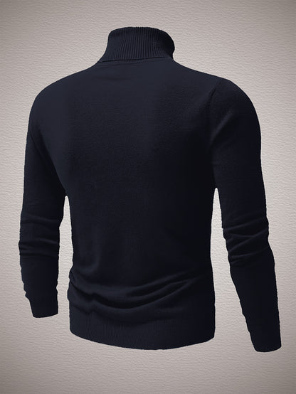 Men's Slim Fit High-Neck Knitted Pullover Sweater for Fall/Winter