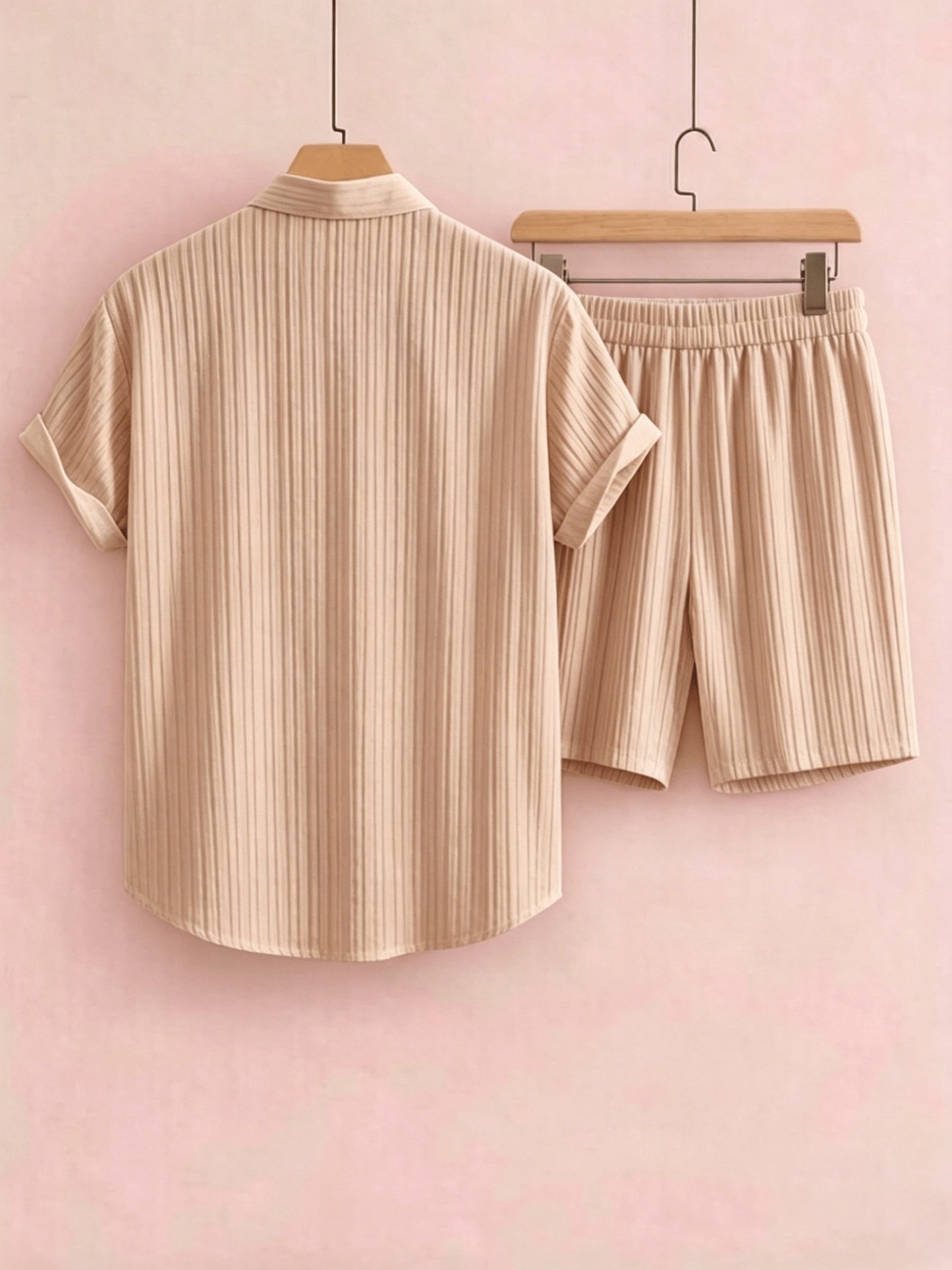 Men's Casual 2-Piece Summer Set: Button-Down Shirt & Drawstring Pants