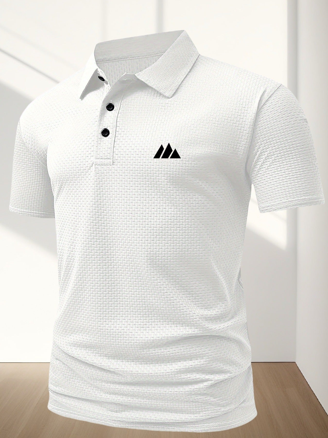 FS1128 Style Men'S Jacquard Polo Shirt with Unique Print Patterns, Casual Short Sleeves, Summer Fashion, Breathable Embossed Top, a Perfect Gift - ayq