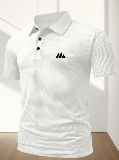 FS1128 Style Men'S Jacquard Polo Shirt with Unique Print Patterns, Casual Short Sleeves, Summer Fashion, Breathable Embossed Top, a Perfect Gift - ayq