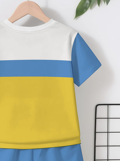 Boys' Casual Summer Short Set with Crown Letter K Print