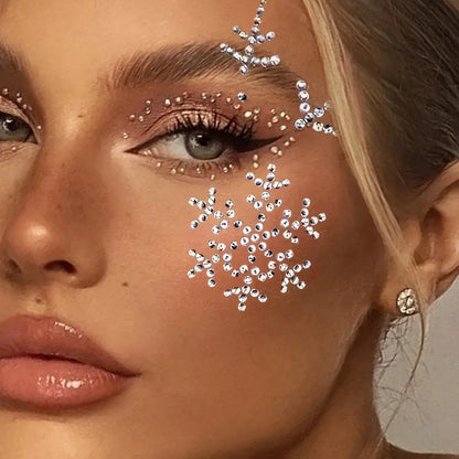 1pc White 3D Snowflake Rhinestone Eye Sticker - Sparkling Face & Eyelid Decoration, Gemstone Patch for Y2K, Music Festival, Party Makeup, Winter Costume - Easy Apply Glam Accessory