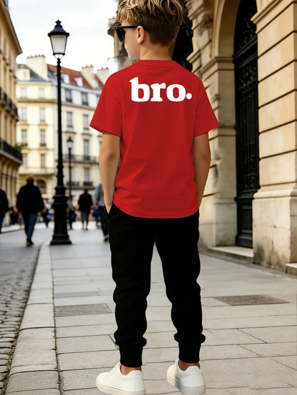 Boys' Summer Casual Shorts & Long Pants Set with 'BRO' Print