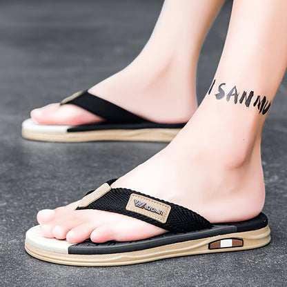 Men's Casual Fabric Flip Flops Non-Slip Rubber Sole Sandals