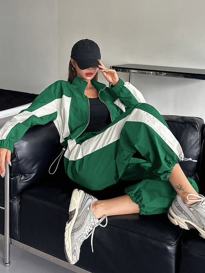 Women’s Y2K High-Waist Color Block Casual Suit for Spring