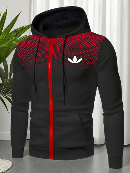 Men's Polyester Hoodie Zipper Sweatshirt for Fall Sportswear