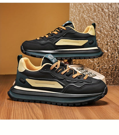 Men's Breathable Casual Sneakers - Trendy Low-Top Lace-Up Sneakers with Soft Rubber Sole, White  Black Design for Spring/Summer, Perfect for Running and Casual Attire, Versatile Running Footwear   Sporty Aesthetic Shoes   Co