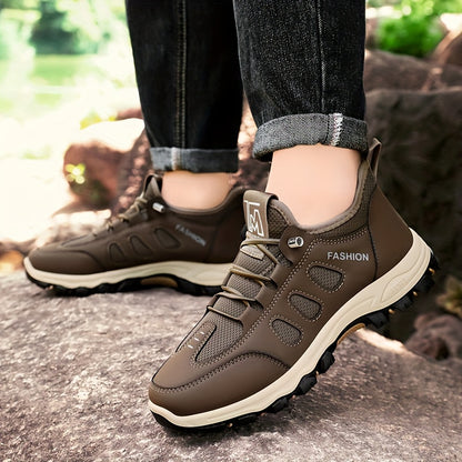 Men's Breathable Hiking Shoes with Adjustable Elastic Strap - Comfortable, Non-Slip for Outdoor Activities  Travel