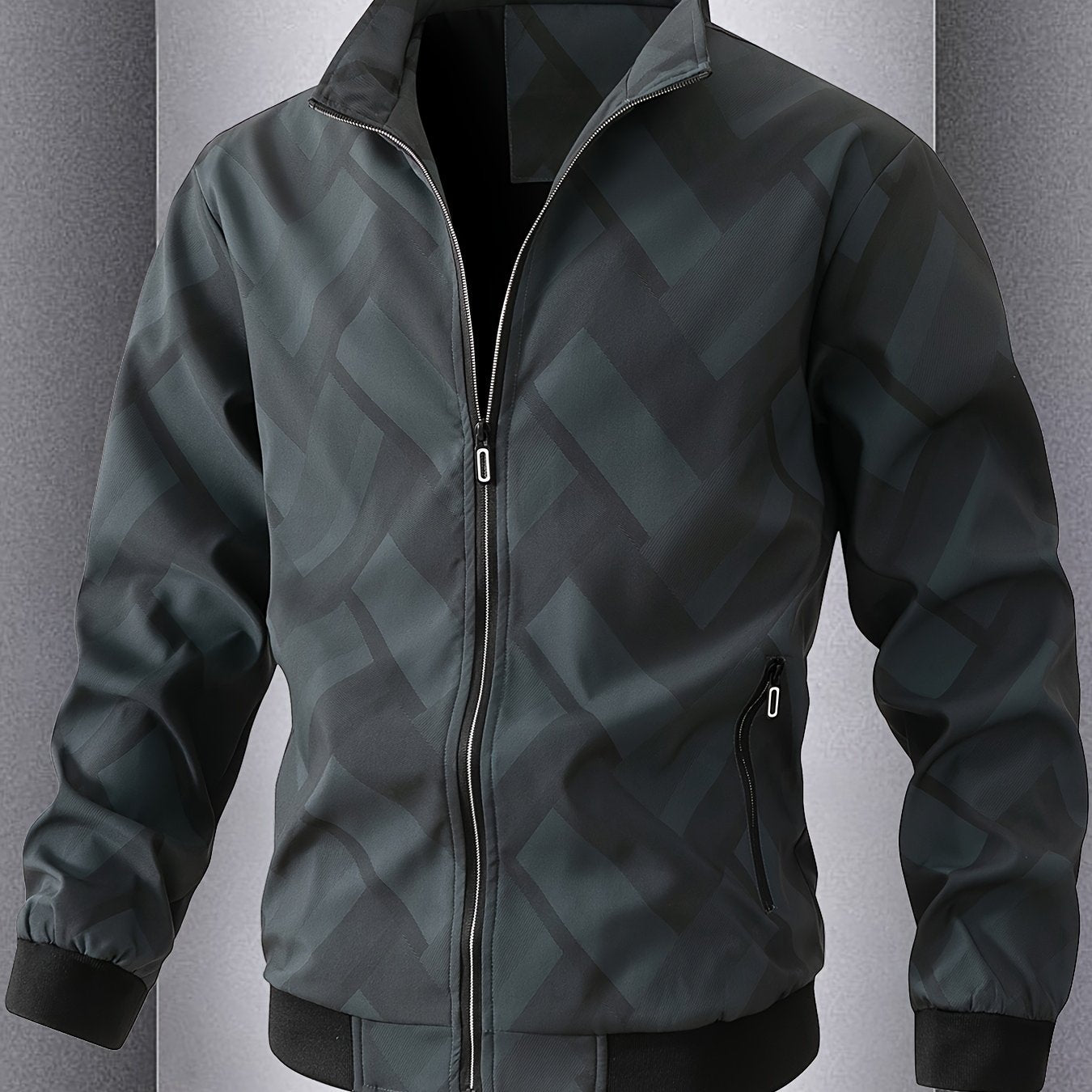 Men'S Lightweight Softshell Jacket - Olive Green/Black/Gray/ - Stand Collar Windproof Coat with Zippered Pockets - Non-Stretch Fabric for Hiking, Gym, Casual Outdoors - Spring/Fall Athletic Outerwear - Easy-Care Sportswear, H