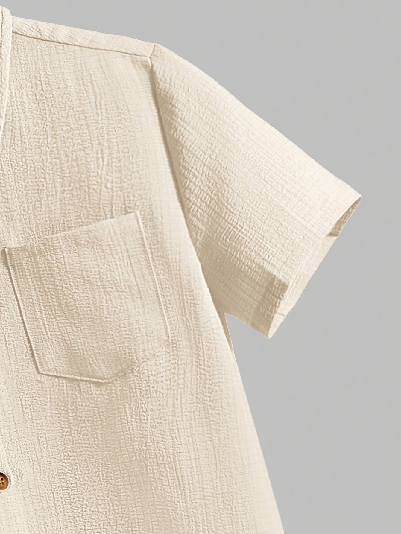 Boys' Casual Monochrome Short-Sleeve Shirt with Chest Pocket