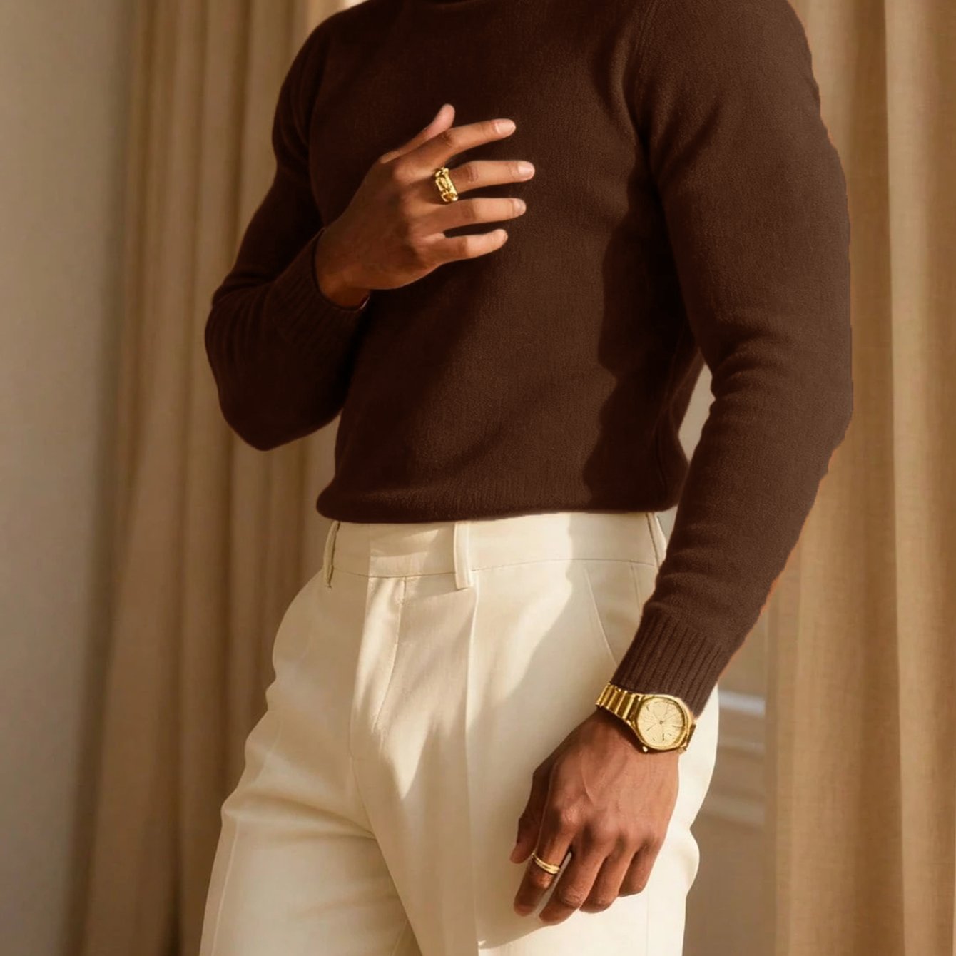 Men's High Neck Fashion Warm Comfortable Soft Skin-Friendly Commuter Sweater Inner Layer 1NG01