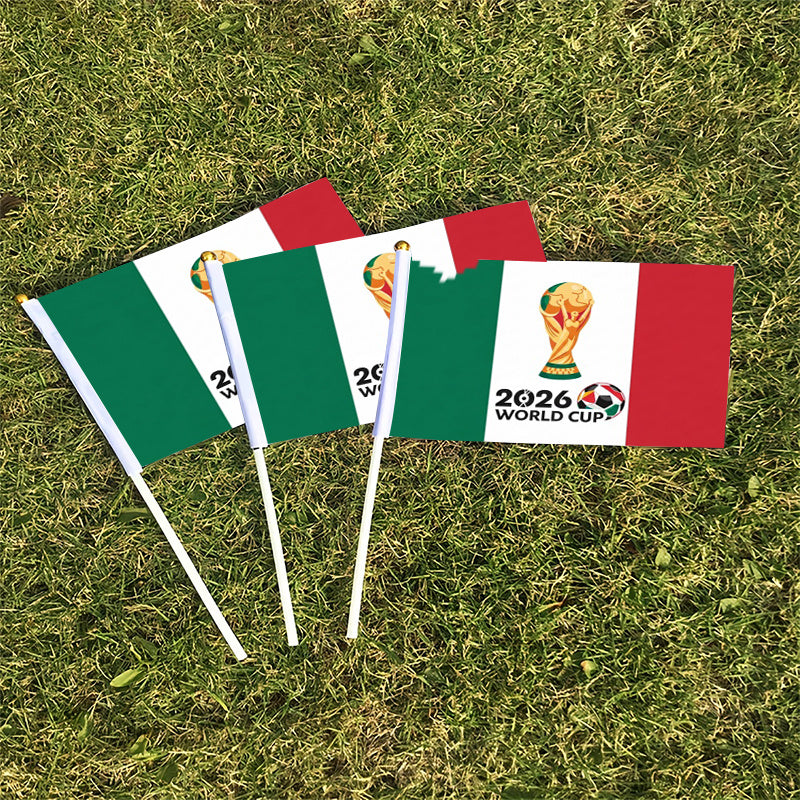 World Cup Fan Handheld Banner with Mexican Flag and Trophy