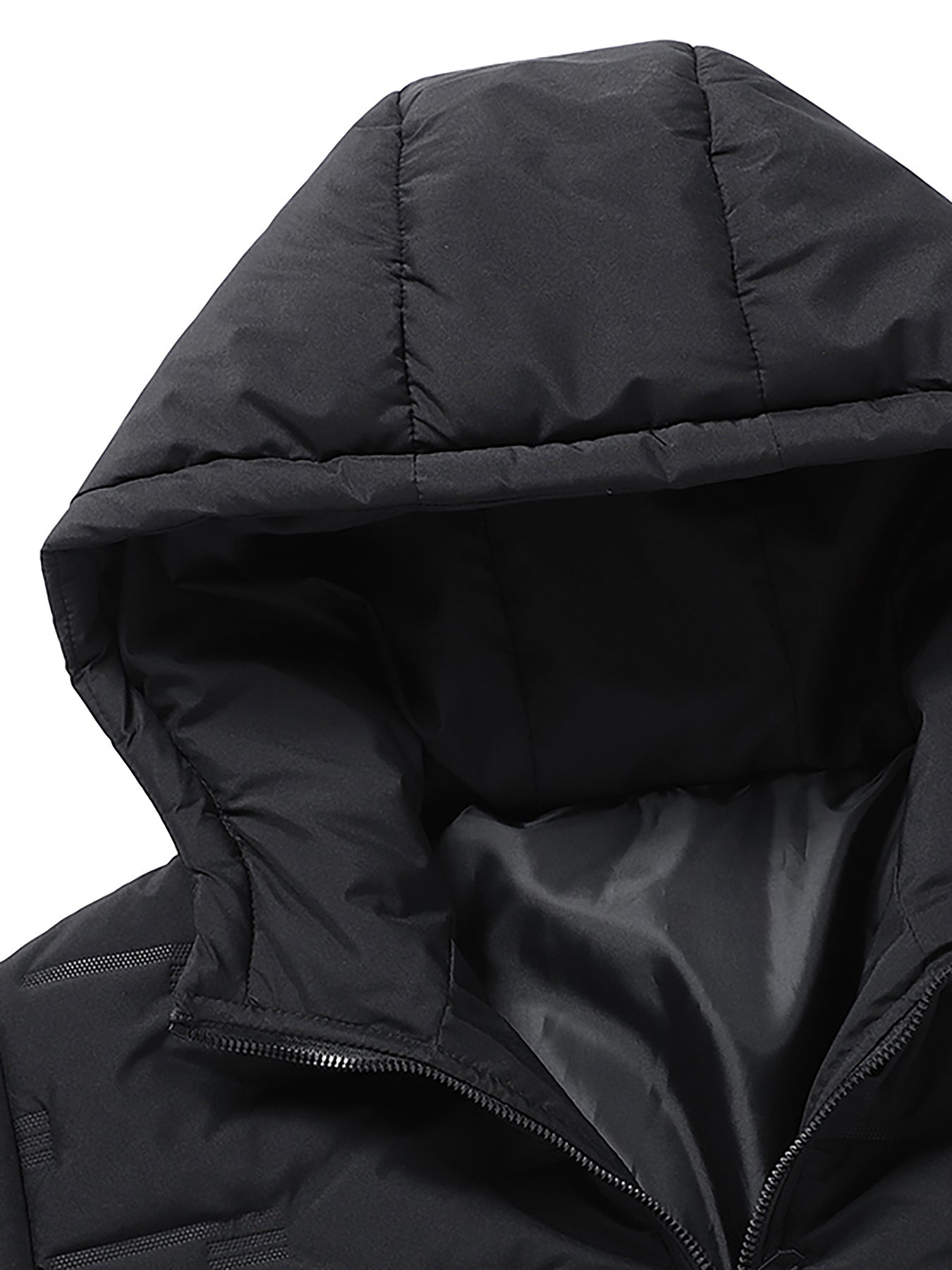 1pc Men's Heavy-Duty Winter Jacket with Hood - Stand Collar & Zippered Pockets, Grey/Black & White, Machine Washable Cold Weather Coat for Skiing, Snowboarding, Outdoor Activities (-Filled)