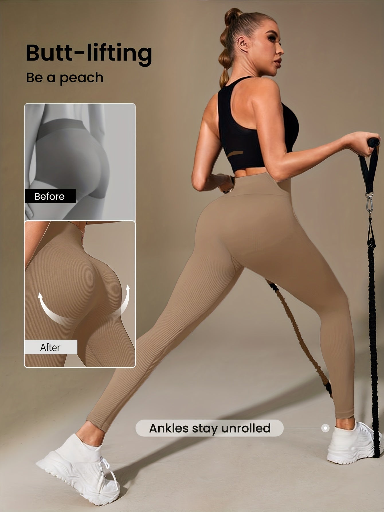 Women's High-Waisted Slimming Ribbed Leggings for Yoga