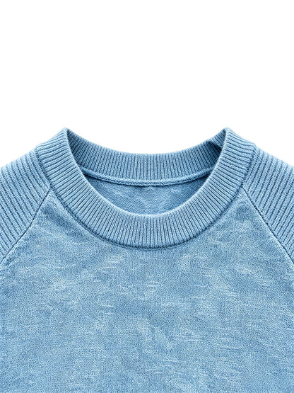 Men's Casual Summer Raglan Sleeve Knit Sweater, Lightweight Polyester