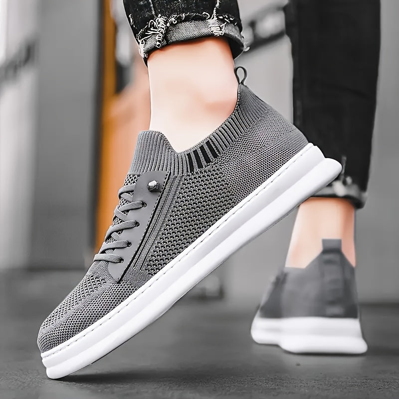 Men'S Breathable Knit Mesh Running Shoes - Anti-Odor Casual Sneakers with Soft EVA Sole, Round Toe Design  Low-Top Lace-Up for Jogging, Hiking, Outdoor  Daily Wear - Khaki/Black/Gray, Jogging Shoes