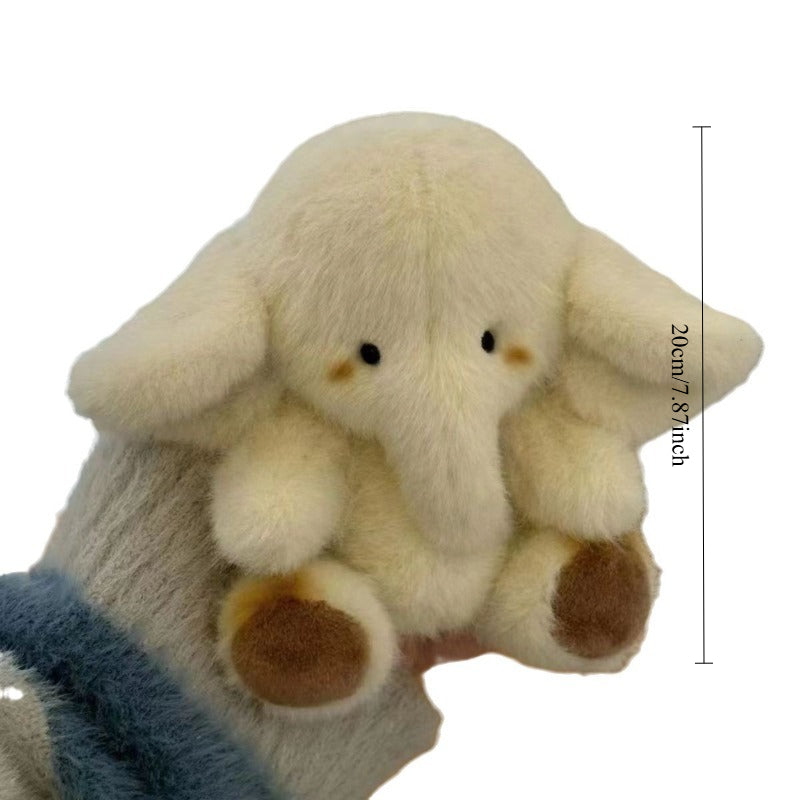 New Cream White Big Ears Elephant Plush Toy, Adorable Fluffy Doll Pendant Valentine's Day Gift