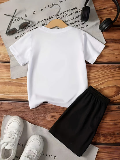 Kids Casual Short Sleeve T-Shirt and Shorts Set for Spring