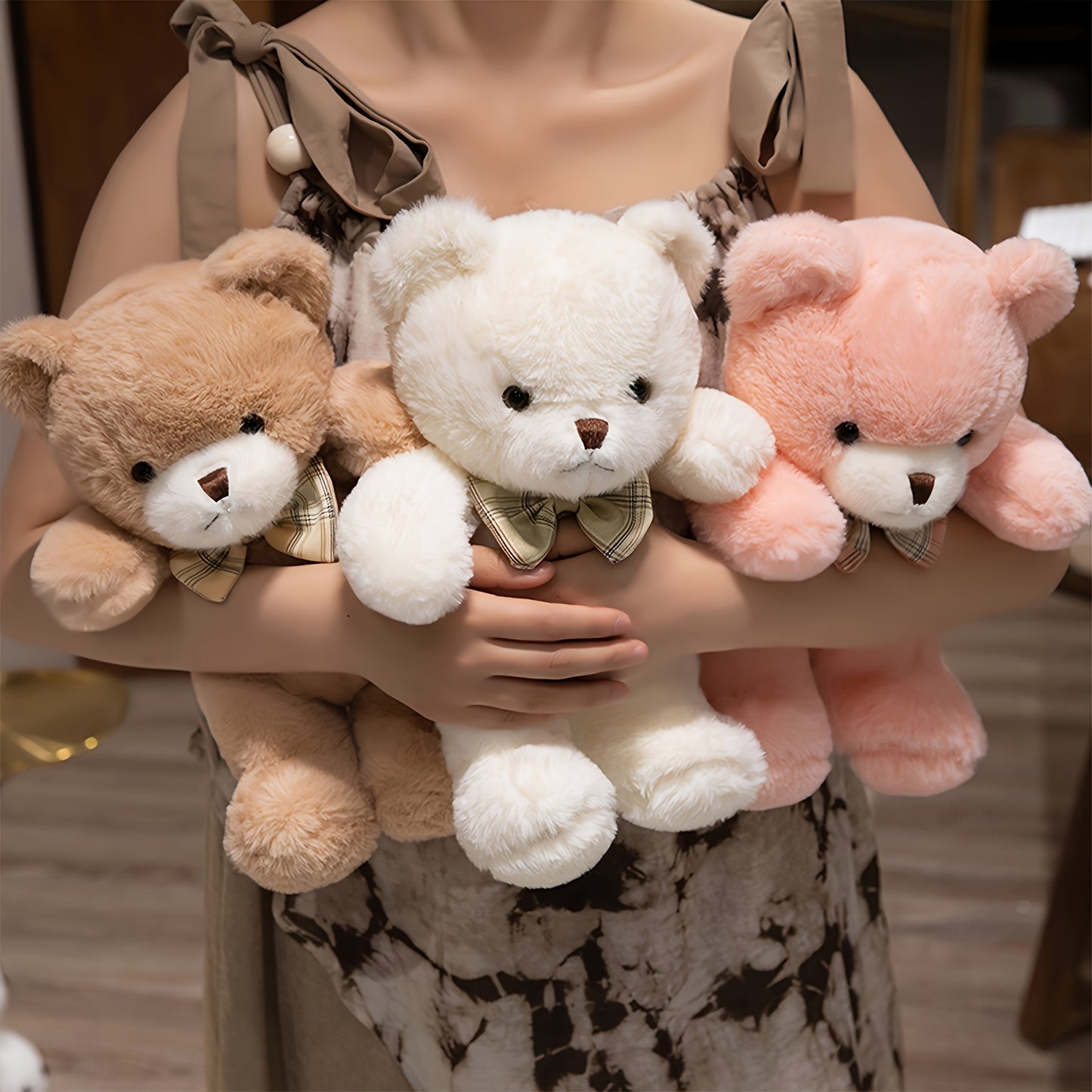 30cm/11.81in Teddy Bear Plush with Bow Tie Ribbon - // Kawaii, Huggable Cuddly Bear for Valentine's Gift, Birthday Present for &, Decor, Collectible Teddy Bear for &