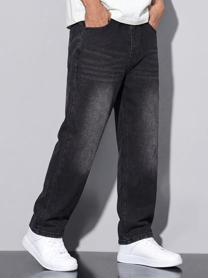 Unisex Kids Denim Jeans Dark Gray Distressed Casual Trousers